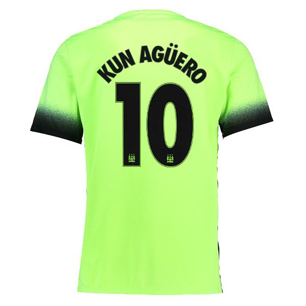 Manchester City 2015-16 UCL KUN AGUERO #10 Third Jersey